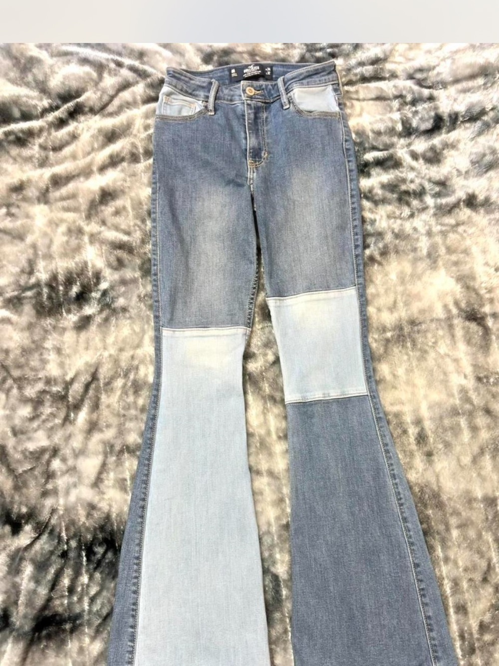 hollister two tone flare jeans